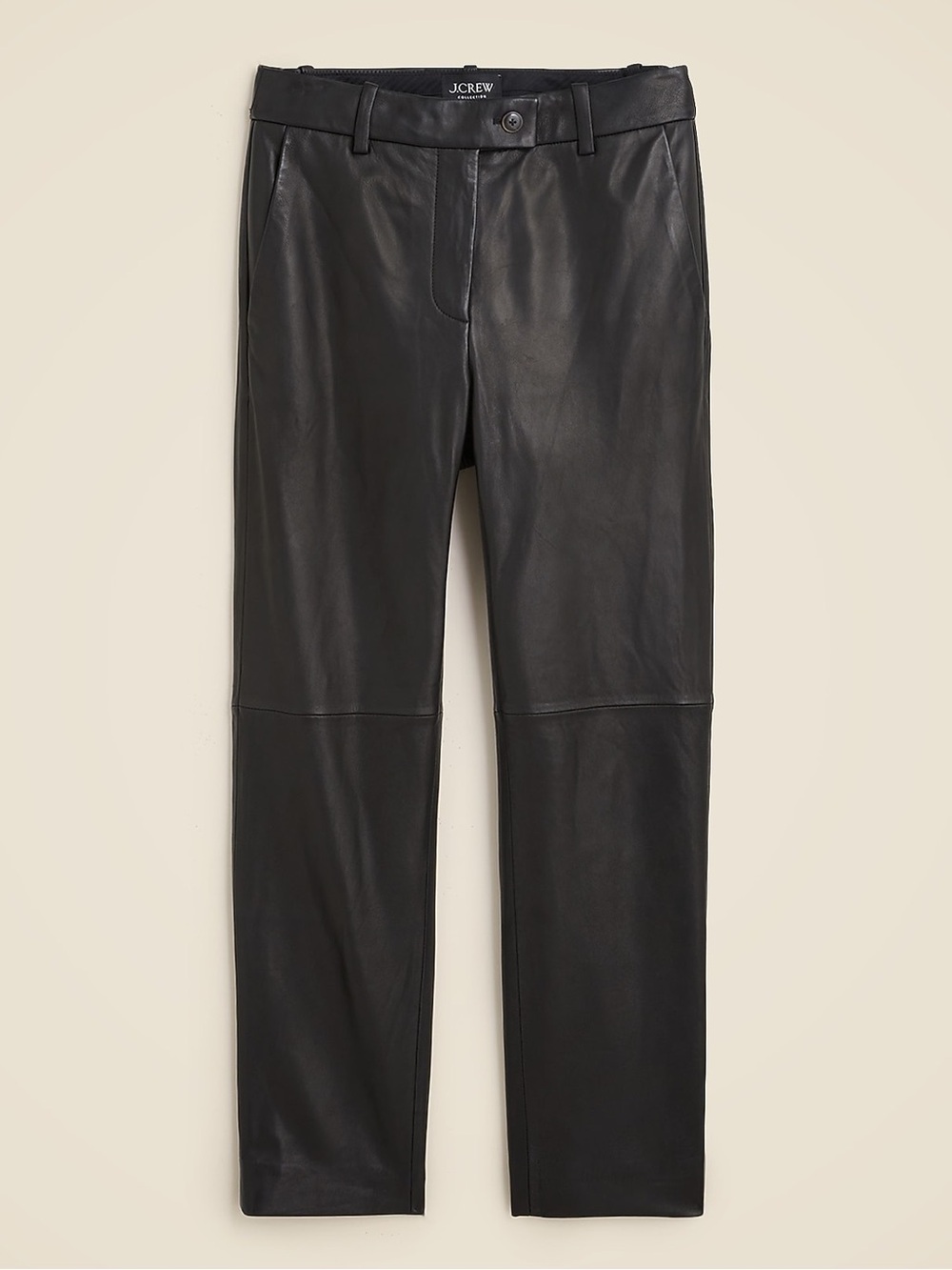 J. Crew Collection Black Leather Straight-Leg Cropped Pants Women’s 14